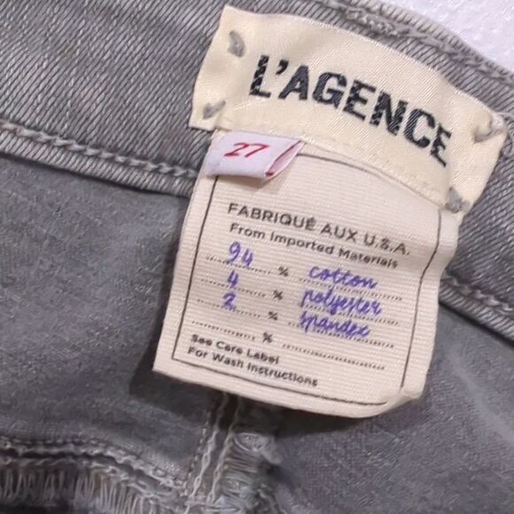L'Agence Jeans Womens 27 Gray Skinny Midrise Jeans 25" Inseam - Picture 6 of 9